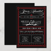 Poster Style Red & Black DIY Weddenschap Kaart (Voorkant / Achterkant)