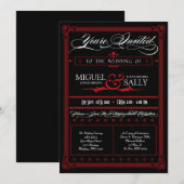 Poster Style Red & Black DIY Weddenschap Kaart (Voorkant / Achterkant)