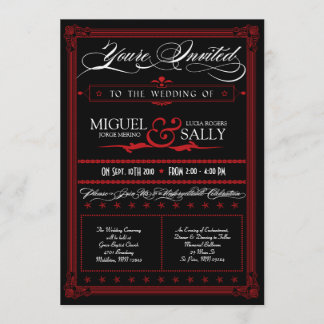 Poster Style Red & Black DIY Weddenschap Kaart