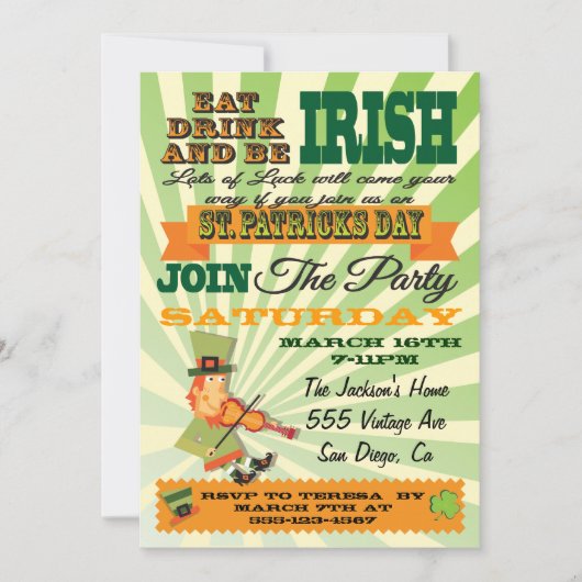 Poster Style St. Patrick's Day Uitnodiging (Voorkant)