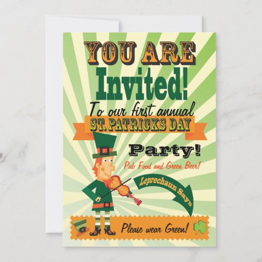Poster Style St. Patrick's Day Uitnodiging (Achterkant)