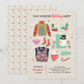 Poster Style Ugly Sweater Holiday Party Uitnodigin Kaart (Voorkant / Achterkant)