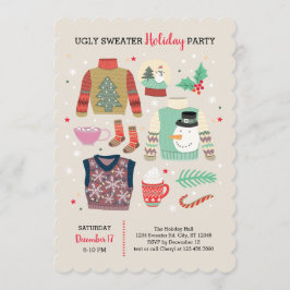 Poster Style Ugly Sweater Holiday Party Uitnodigin Kaart