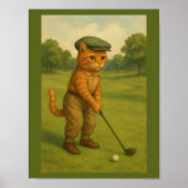 POSTER Stylish Cat Playing Golf Personalized  (Voorkant)