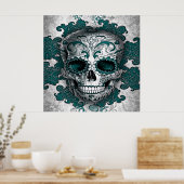 Poster suikerschedel in het Blauwgroen (Keuken)