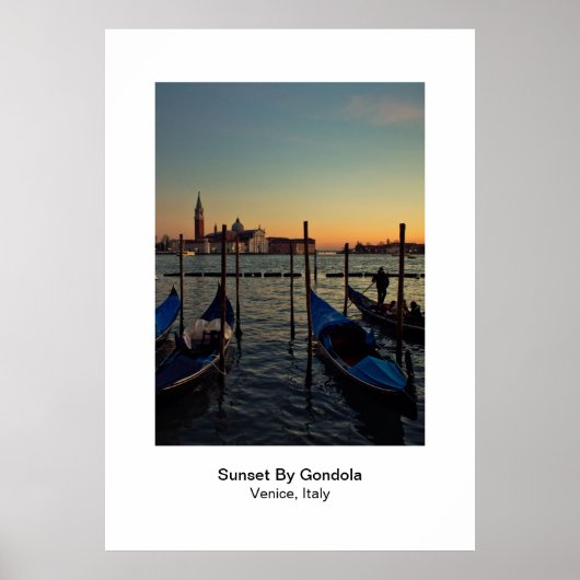 Poster - Sunset by Gondola Venice Italië (Voorkant)