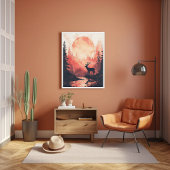 Poster Sunset Deer Silhouette Esthetisch Ontwerp