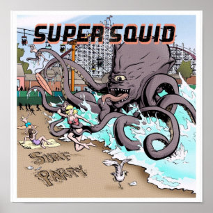 Poster Surf partij 12x12