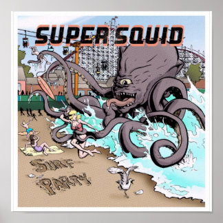 Poster Surf partij 12x12