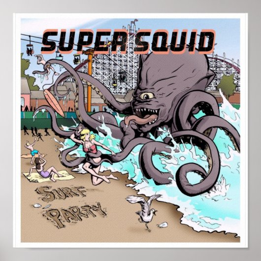 Poster Surf partij 12x12 (Voorkant)