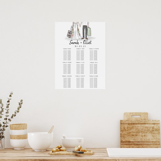 Poster Tabelplan bestemmingbruiloft (Keuken)