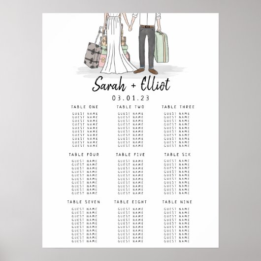 Poster Tabelplan bestemmingbruiloft (Voorkant)