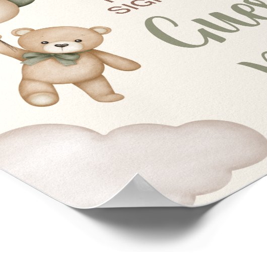 Póster Teddy Bear Baby shower Boy Gastboek Poster (Hoek)