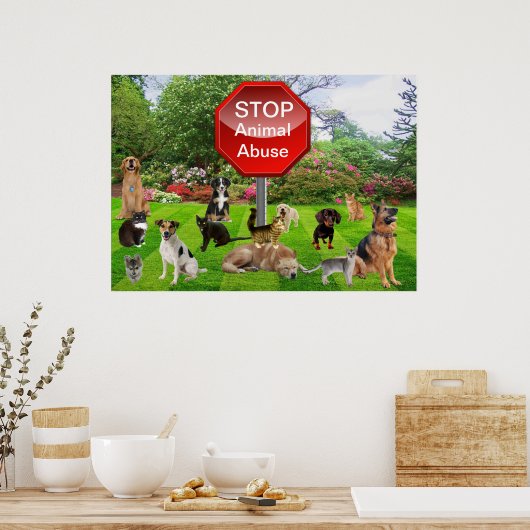 Poster tegen dierenmishandeling stoppen (Keuken)