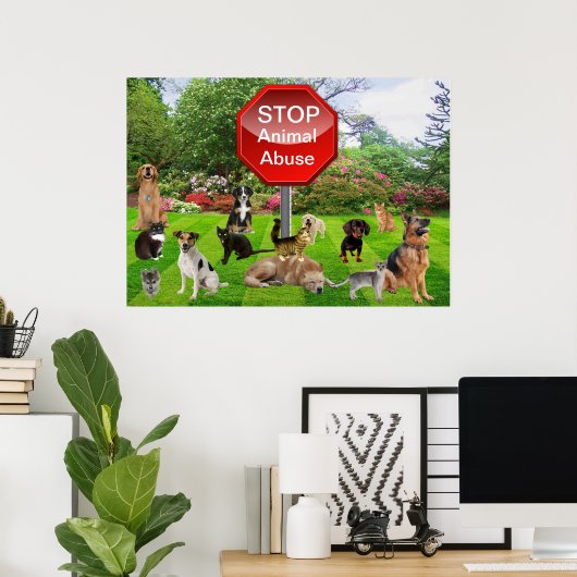 Poster tegen dierenmishandeling stoppen (Thuiskantoor)
