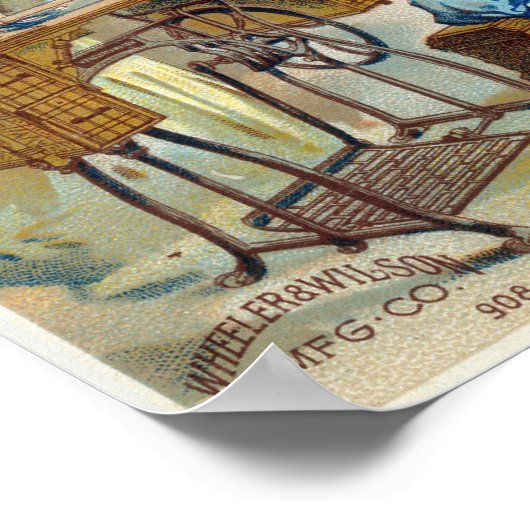 Poster ter illustratie van de  naaimachine (Hoek)