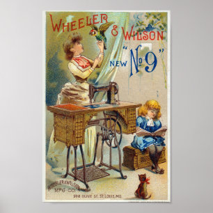 Poster ter illustratie van de naaimachine
