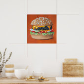 Poster ter illustratie van hamburger (Keuken)