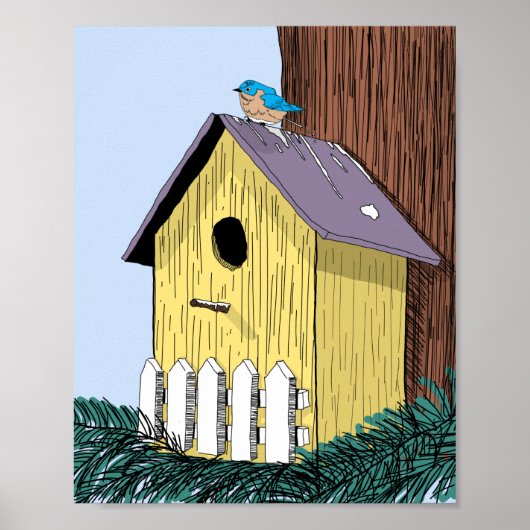 Poster ter illustratie van het vogelhuis (Voorkant)