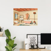  Poster ter illustratie van interieurontwerp (Thuiskantoor)