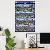Poster Texas County Courthouses (blauw verticaal) (Thuiskantoor)