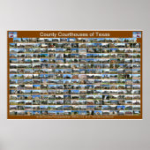 Poster Texas County Courthouses (bruin horizontaal (Voorkant)