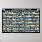 Poster Texas County Courthouses (zwart horizontaal (Voorkant)