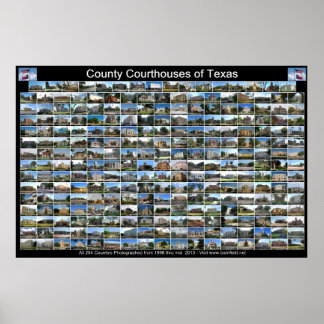 Poster Texas County Courthouses (zwart horizontaal