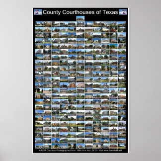 Poster Texas County Courthouses (zwart verticaal)