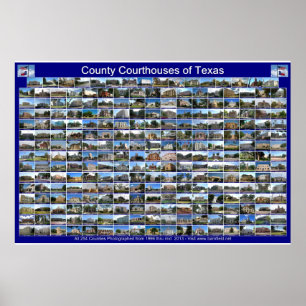 Poster Texas Courthouses (blauw horizontaal)