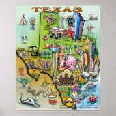 Poster Texas Fun Map (Voorkant)