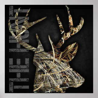 poster "The Hunt" Deer Hunting Camoflauge Antlers