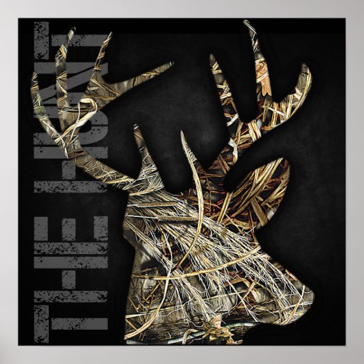 poster "The Hunt" Deer Hunting Camoflauge Antlers (Voorkant)