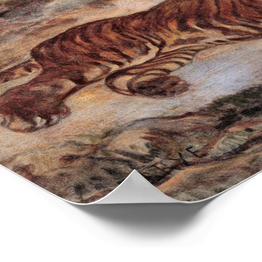 Poster "Tiger in Repose" van Antoine-Louis Barye (Hoek)