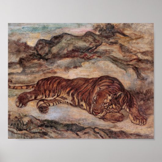 Poster "Tiger in Repose" van Antoine-Louis Barye (Voorkant)
