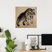 Poster Tigre - Traditionele Chinese Arte (Thuiskantoor)