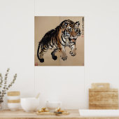 Poster Tigre - Traditionele Chinese Arte (Keuken)
