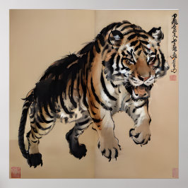 Poster Tigre - Traditionele Chinese Arte