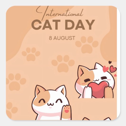 poster to celebrate international cat day vierkante sticker (Voorkant)