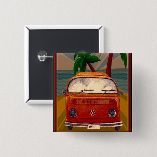 Poster:Travel California Vierkante Button 5,1 Cm (Voorkant /achterkant)