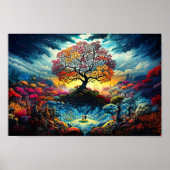 Poster - Tree of Life Kleurrijke Rainbow Artwork (Voorkant)