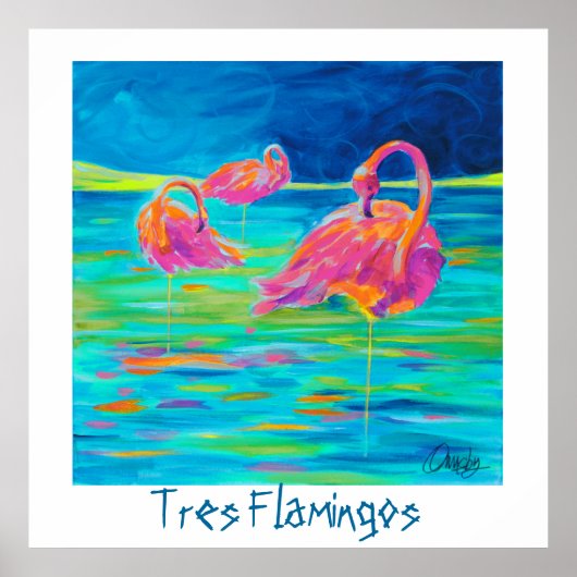 Poster Tres Flamingos (Voorkant)
