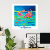 Poster Tres Flamingos (Thuiskantoor)