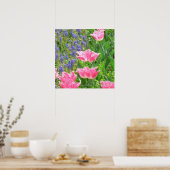 Poster, Tulipa 'Pink Fountain' Tulp en Hyacinten Poster (Keuken)