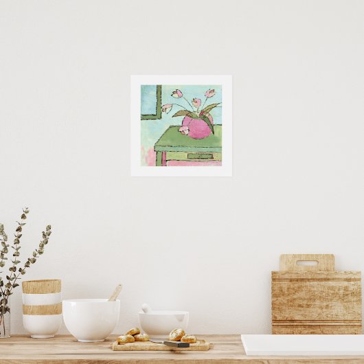poster tulips on table (Keuken)