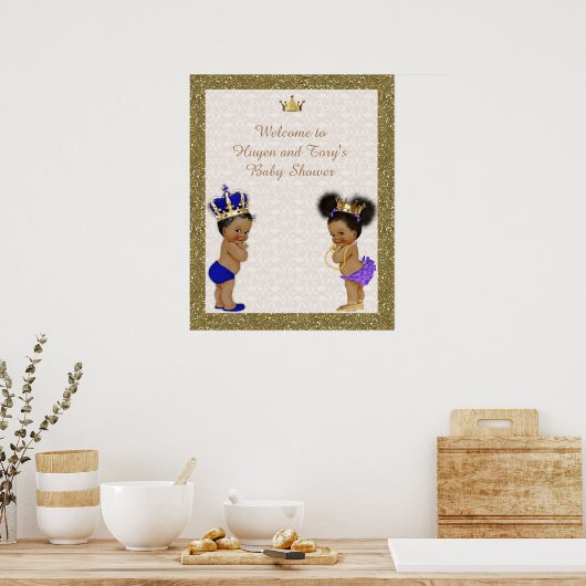 Poster tweeling, sekse openbaren, goud, glitter (Keuken)