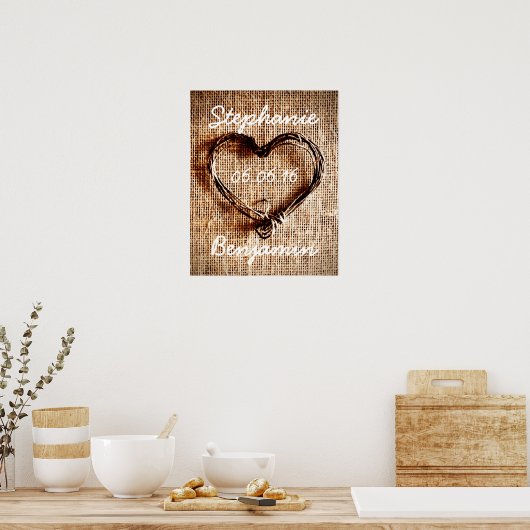 Poster Twijnwijk Heart Burlap (Keuken)