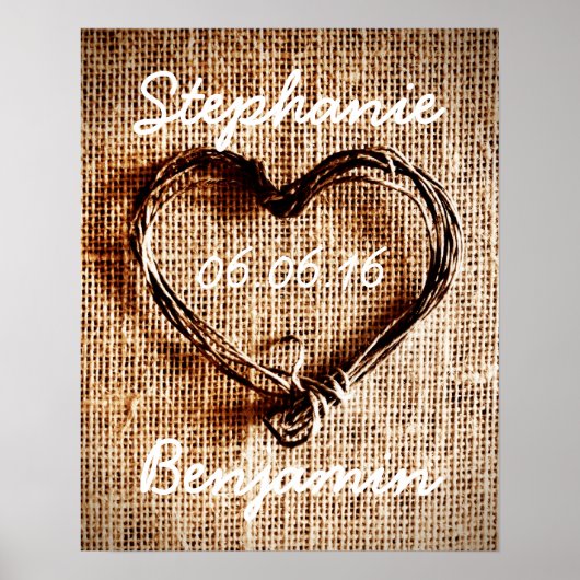 Poster Twijnwijk Heart Burlap (Voorkant)