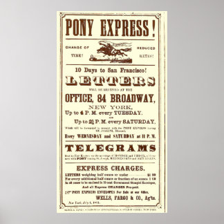 Poster uit de Pony Express: Amerikaanse geschieden