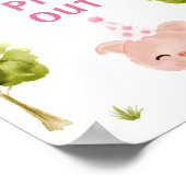 Poster uitspinnen. Roze Boerderijdieren verjaardag (Hoek)